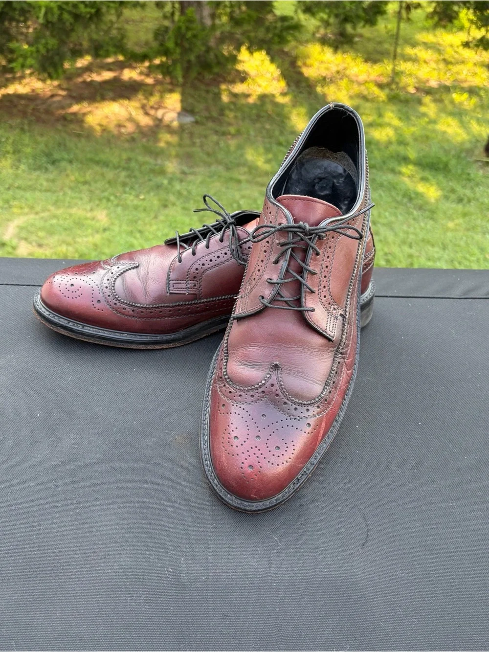 Vintage 1990 Bostonian Men's 10 D Burgundy Leather Wingtip Oxford Shoes USA